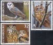 Luxembourg 1999 Owls/ Nature/ Wildlife/ Birds of Prey/ Raptors 3v set (lu10183)
