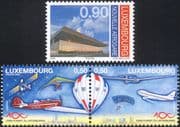 Luxembourg 2009 Planes/ Balloon/ Parachute/ Aviation/ Transport/ Aircraft/ Airport 3v set (lu10137)