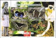 Madagascar 1999 "JAPEX '99"/ Butterflies/ Insects/ Nature/ StampEx 4v m/s (s2622a)