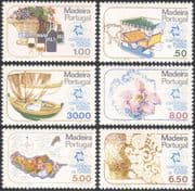 Madeira 1980 Tourism/ Wine/ Orchid/ Fishing Boat/ Oxen/ Ox Sledge/ Transport/ Nature/ Flowers/ Plants 6v set (n44498)