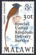 Malawi 1971  Paradise Flycatcher/ Birds/ Nature/ 30t Surcharge  1v o/p    (n19324)