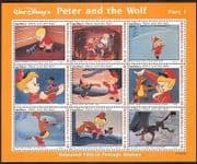 Maldives 1993 Disney / Peter & Wolf / Film / Cartoon / Animation / Animals 9v sht (s6149a)