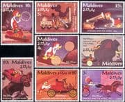 Maldives 1995 Disney/ Donald/ Wheel/ Car/ Train/ Cartoons/ Animation/ Films 8v set (s577)
