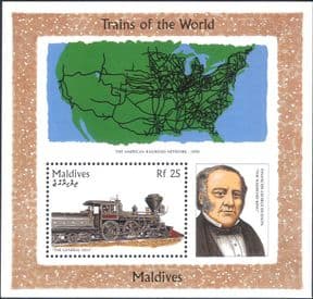 Maldives 1996 Trains of the World/ Locomotives/ Steam Engines/ Rail  1v m/s  (s1780n)