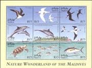 Maldives 1999 Fish/ Birds/ Turtle/ Dolphins/ Marine/ Nature/ Animals/ Wildlife 9v m/s (b7855b)