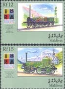 Maldives 1999 IBRA '99/ Trains/ Steam Engines/ Locomotives/ StampEx 2v set (s1762x)