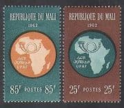 Mali 1962 Postal Union / Mail / Horn / Map / Post / Animation 2v set (n37742)