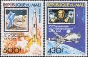 Mali 1979 Space Flight/ Moon Landing/ Astronaut/ Verne/ Stamp-on-Stamp 2v set (s1010c)