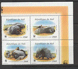 Mali 1998 WWF Crested Porcupine 4v blk ref:b4456