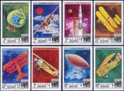 Manama 1971 Luposta '71/ Aviation/ Balloons/ Planes/ Aircraft/ Apollo 11/ Transport 8v set (s5353c)