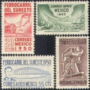 Mexico 1950 Railway/ Trains/ Locomotives/ Rail/ Bridge/ Transport 4v set (n24405)
