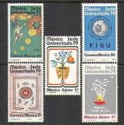 Mexico 1979 Football / Sports / Games / Basketball / Doves / Gymnastics 5v set (n25397)