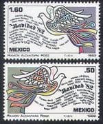 Mexico 1982 Christmas/Greetings/Dove/Bird/Peace/Animation/Doves 2v set n39938