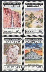 Mexico 1982 Tourism  /  Waterfall  /  Pyramid  /  Rocks  /  Nature  /  Sculpture 4v set (n24971)