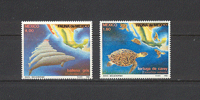 Mexico 1982 Whales / Turtles / Marine / Sealife 2v set n18835