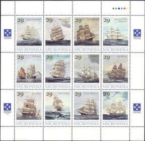 Micronesia 1993  American Clipper Sailing Ships/ Boats/ Sail/ Transport 12v sht (s1739)