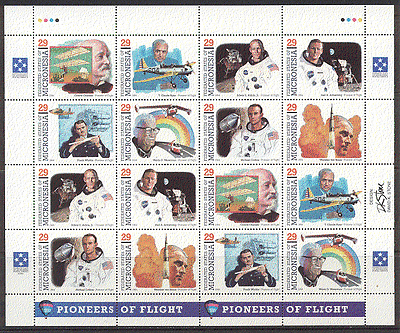 Micronesia 1994 Flight / Space / Gagarin / Planes sht s1754