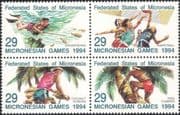 Micronesia 1994 Sports/ Basketball/ Diving/ Fish/ Climbing/ Palm Trees/ Nature/ Coconut Palms 4v blk (set as block) (s1707)