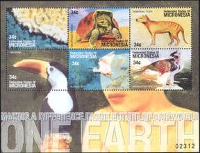 Micronesia 2001  One Earth/ Turtle/ Toucan/ Coral Reef/ Raptors/ Birds/ Nature  6v m/s  (b125)