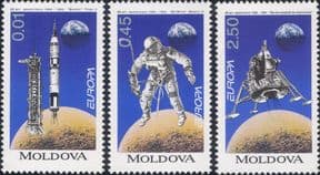 Moldova 1994  Europa/ Inventions/ Space/ Rocket/ Space Walk/ Moon Landing  3v set (s780b)