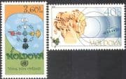 Moldova 2001 UN/ United Nations Year of Dialogue/ Animation/ Cartoon/ Spaceship/ Satellite 2v set (n41840)