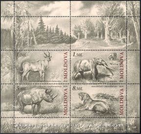 Moldova 2011 Prehistoric Animals/ Tiger/ Deer/ Mastodon/ Rhinoceros/ Wildlife   4v m/s (n44417)