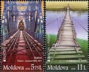 Moldova 2018 Europa/ Bridges/ Steam Trains/ Railway/ Transport/ Architecture 2v set (md1025)