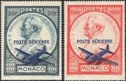 Monaco 1946 Airmail/ Air Mail Flight/ Aircraft/ Aviation/ Transport 2v set o/p surch (mc1123)