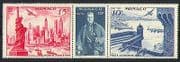Monaco 1947 Planes / Statue Liberty / Ships 3v stp (n32277)