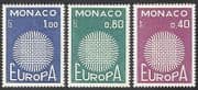 Monaco 1970 Europa / CEPT / Animation / Communications / Sun 3v (n40513)