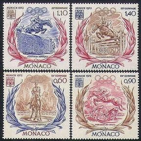 Monaco 1972 Olympic Games  /  Olympics  /  Sports  /  Horses  /  Show Jumping 4v set (n34629)