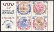 Monaco 1972 Sports/ Olympic Games/ Olympics/ Horses/ Animals 4v blk + lbls (n32279)
