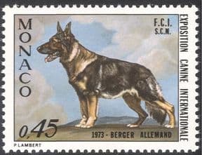 Monaco 1973 Alsatian/ German Shepherd/ Dog Show/ Animals/ Nature/ Pets 1v (n18666)