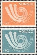Monaco 1973 Europa/ CEPT/ Communication/ Posthorn/ Arrows/ Animation 2v set (n43787)