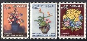 Monaco 1973 Flower Show  /  Flowers  /  Plants  /  Nature  /  Art  /  Painting 3v set (n38586)