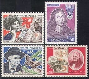 Monaco 1973 People  /  Aircraft  /  Insects  /  Writers  /  Cat  /  Transport  /  Science 4v set n39517
