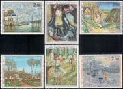 Monaco 1974 Degas/ Monet/ Renoir/ Cezanne/ Art/ Paintings/ Waterfall/ Ballet 6v set (n32090)