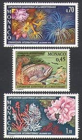 Monaco 1974 Fish  /  Marine  /  Nature  /  Coral  /  Research  /  Science 3v set (n34193)