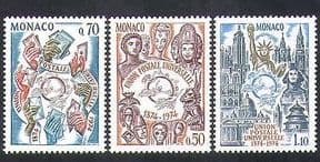 Monaco 1974 UPU  /  Post  /  Mail  /  Letters  /  Hands  /  Buildings  /  Animation 3v set (n36632)