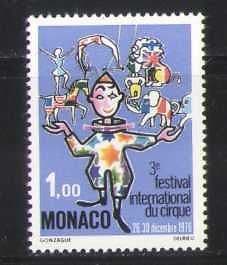Monaco 1976 Clowns  /  Circus  /  Animation  /  People  /  Lion  /  Horse  /  Elephant 1v (n27197)