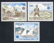 Monaco 1979 Europa / Postal Transport / Steam / Trains / Rail / Railways / Boat 3v (n33375)
