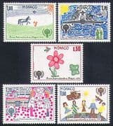 Monaco 1979 IYC / Children's Art / Horse / Butterfly / Plane / Tank / Guns 5v set (n33856)