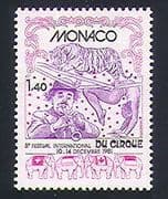 Monaco 1981 Circus / Clowns / Tiger / Elephants / Animation 1v (n32797)