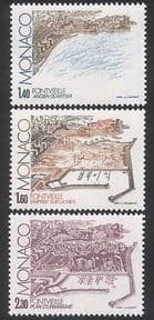 Monaco 1982 Fontvielle  /  Harbour  /  Buildings  /  Construction  /  Boats 3v set (n39157)