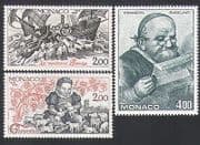 Monaco 1984 Rabelais / Literature / Books / Writers / Cattle / Boats / Sheep 3v set (n34183)