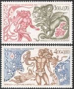 Monaco 1985 Red Cross/ Medical/ Health/ Welfare/ Cattle/ Hercules/ Dragon/ Animals 2v set (n31465)