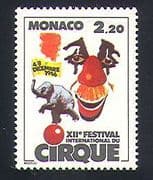 Monaco 1986 Circus / Clowns / Festival / Elephants / Animals / Animation 1v (n32799)