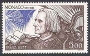 Monaco 1986 Liszt / Composer / Music / People / Organ / Bible / Entertainment 1v (n40575)