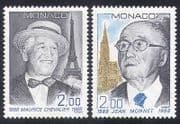Monaco 1988 Chevalier / Monnet / People / Singing / Music / Statesman 2v set (n39561)