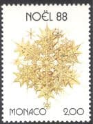 Monaco 1988 Christmas/ Greetings/ Star/ Baubles/ Tree Decorations 1v (n43061)
